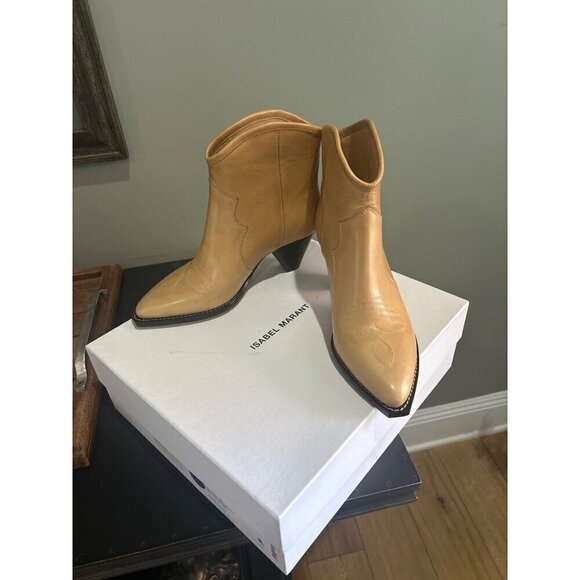 Isabel Marant Darizo Leather Western Booties Natural Tan Womens Size 38 - Picture 14 of 16
